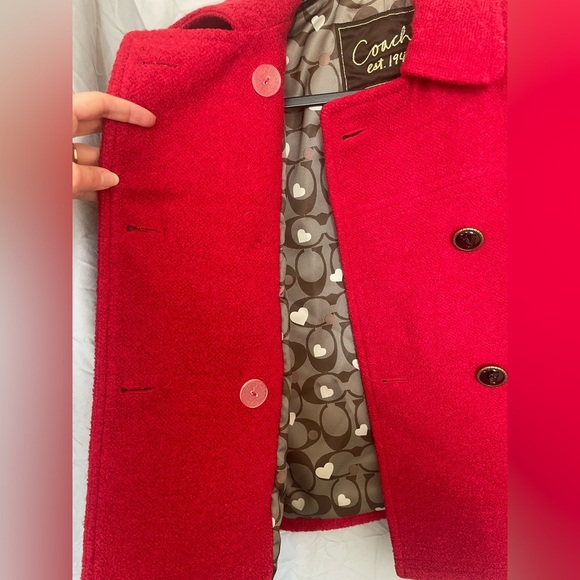 COACH vibrant red double breasted peacoat | XS - Picture 6 of 12